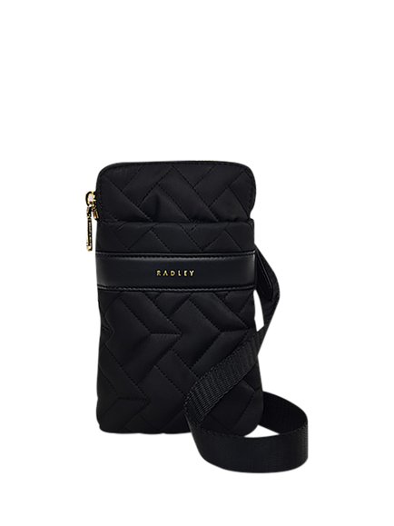 Radley Holland Park Responsible Quilted Medium Zip Around Phone Cross Body Bag, Black, Black