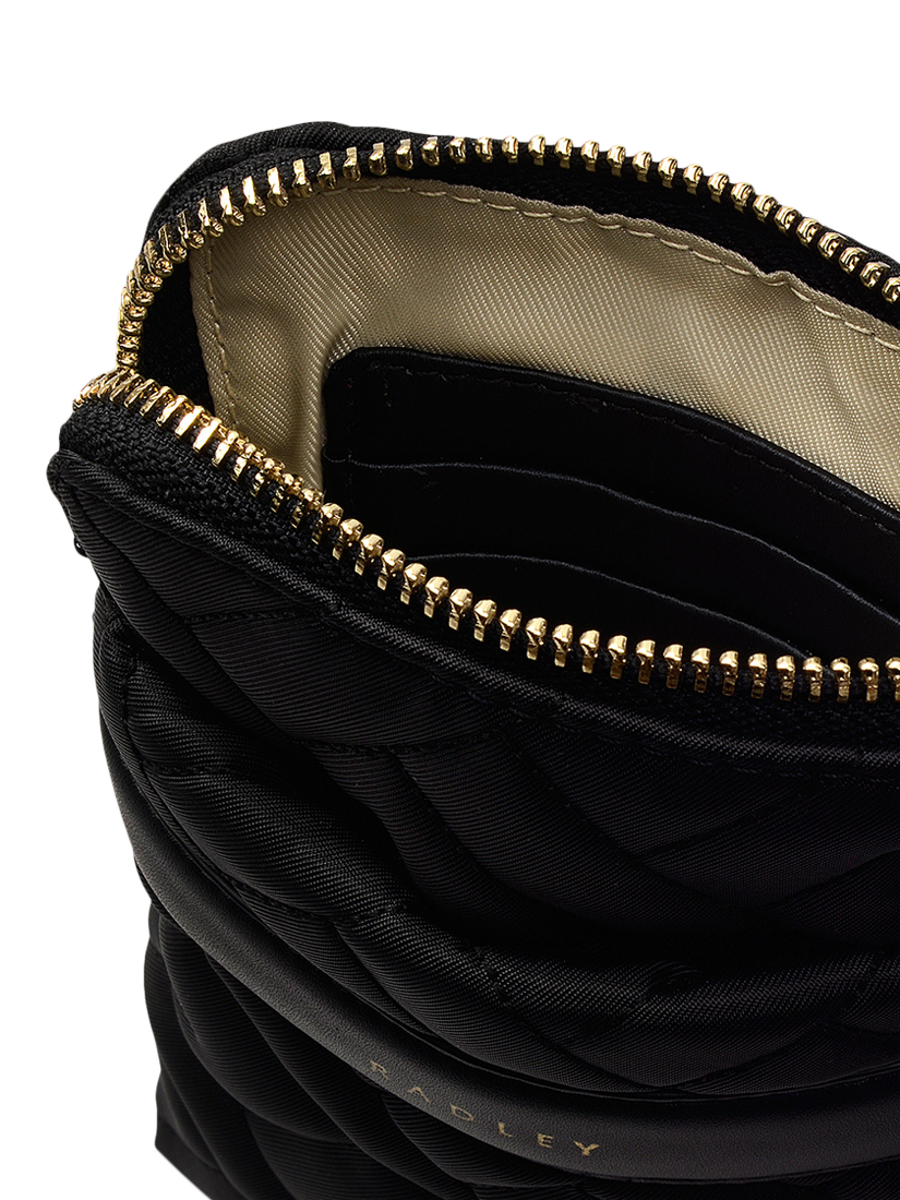 Product image 3 of 5, which shows Radley Holland Park Responsible Quilted Medium Zip Around Phone Cross Body Bag, Black