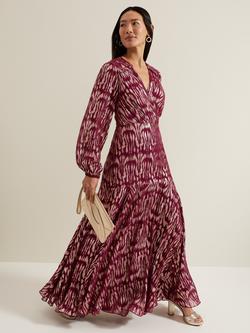 Phase Eight Joon Metallic Flared Maxi Dress, Pink, Pink