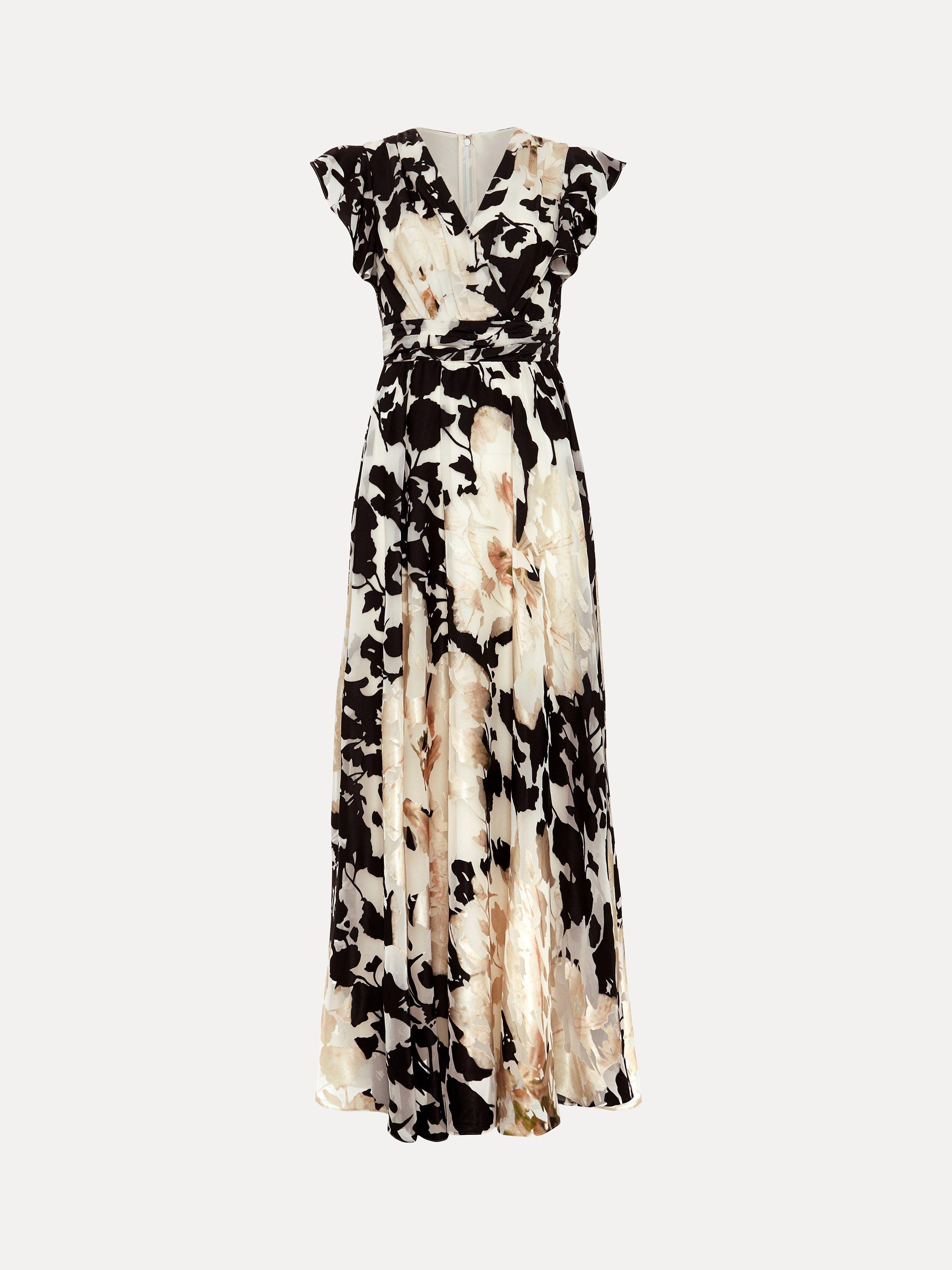 Phase Eight Liana Floral Maxi Dress, Black/Ivory
