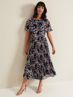 Phase Eight Kathleen Floral Pleated Midi Dress, Multi, Multi