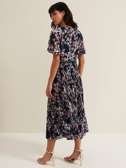 Phase Eight Kathleen Floral Pleated Midi Dress, Multi - view 2, Multi