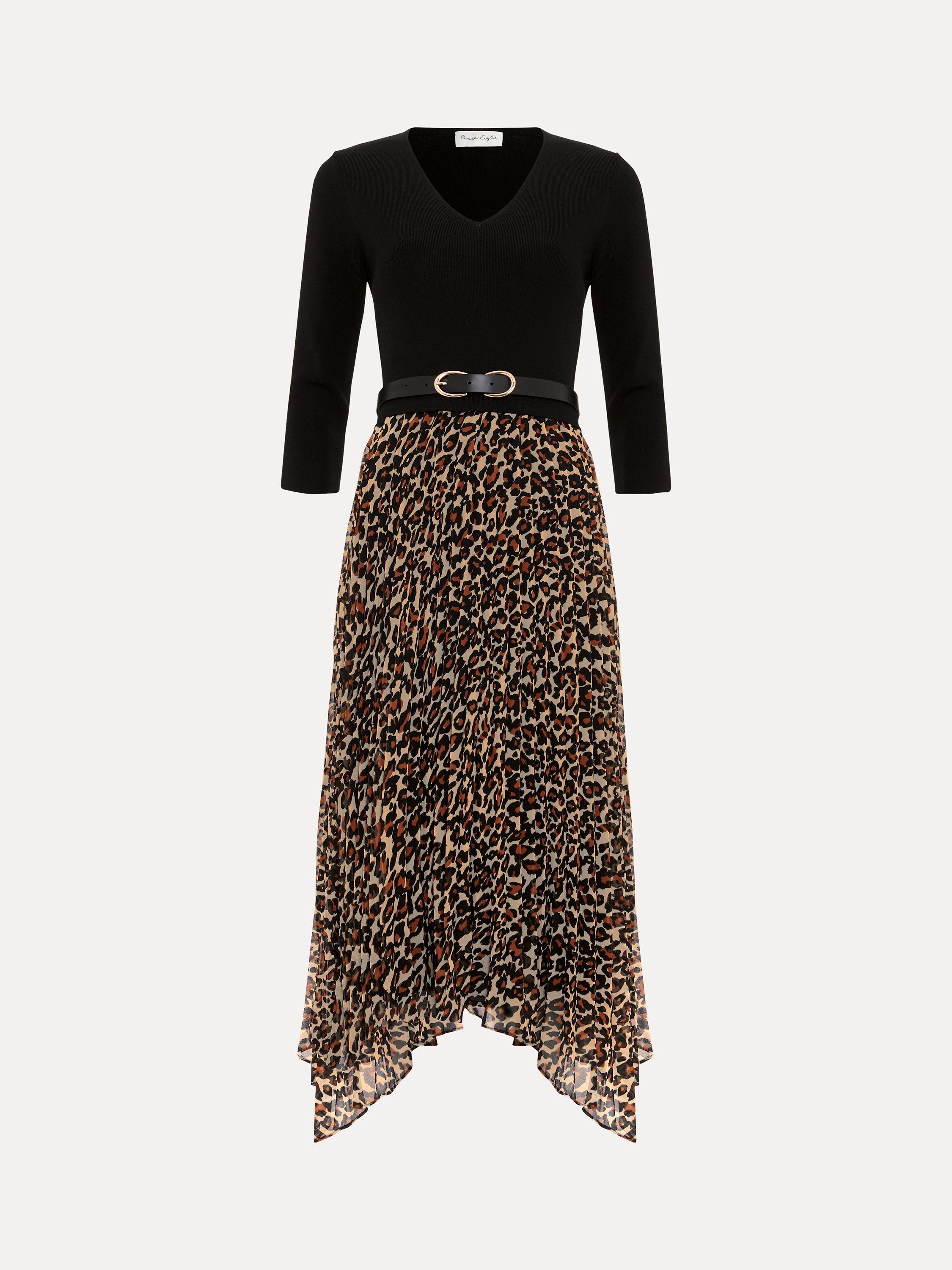 Brown leopard print hanky hem midi skirt hotsell
