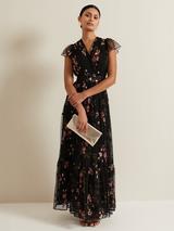 Phase Eight Liana Floral Maxi Dress, Black/Ivory