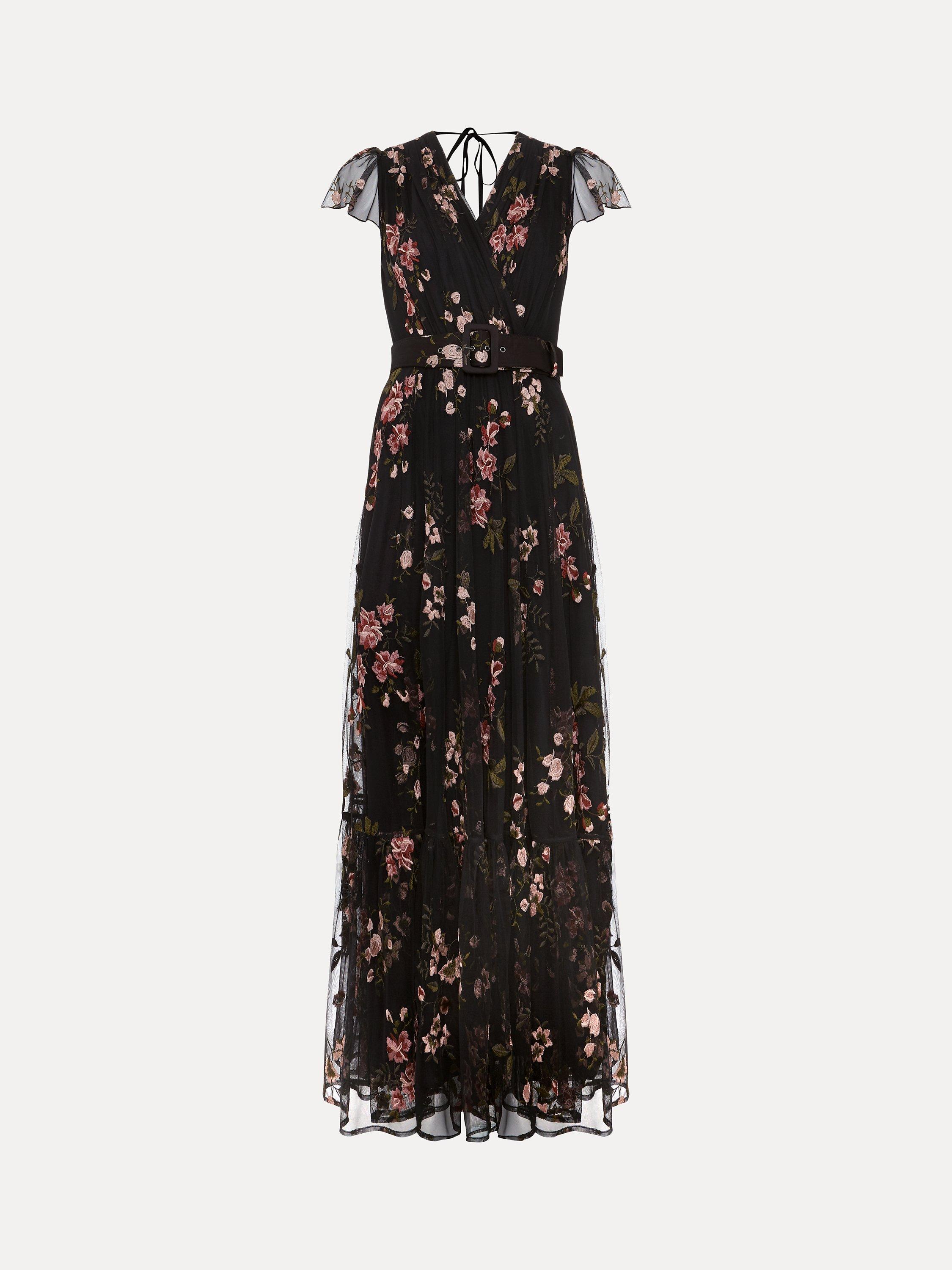 Product image 5 of 9, which shows Phase Eight Tamera Floral Embroidered Maxi Dress, Multi, 6