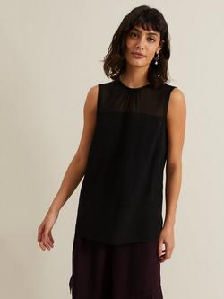 Phase Eight Marissa Semi Sheer Sleeveless Blouse, Black, Black