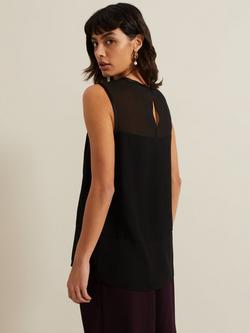 Phase Eight Marissa Semi Sheer Sleeveless Blouse, Black - view 2, Black