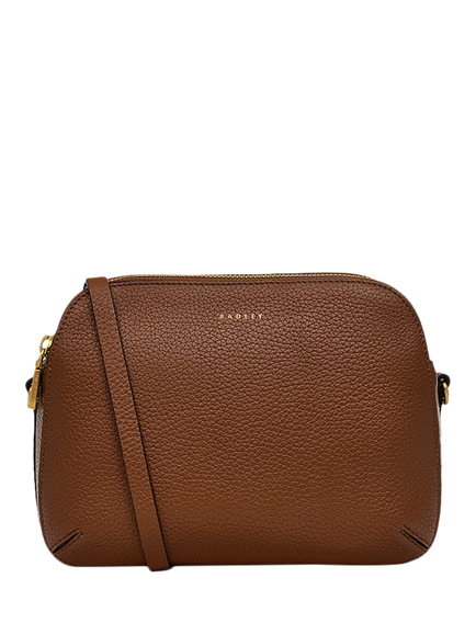 Radley Dukes Place Leather Medium Zip Top Cross Body Bag, Saddle