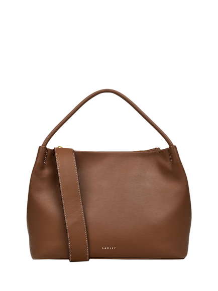 Radley Ivydale Road Leather Medium Zip Top Grab Bag, Saddle
