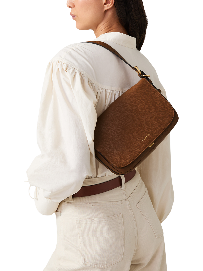 Product image 5 of 7, which shows Radley Graffton Street Leather Crossbody Bag, Saddle