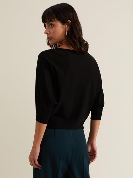 Phase Eight Cristine Fine Knit Batwing Jumper - view 2, Black