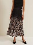 Phase Eight Elmina Pleated Skirt, Natural/Black