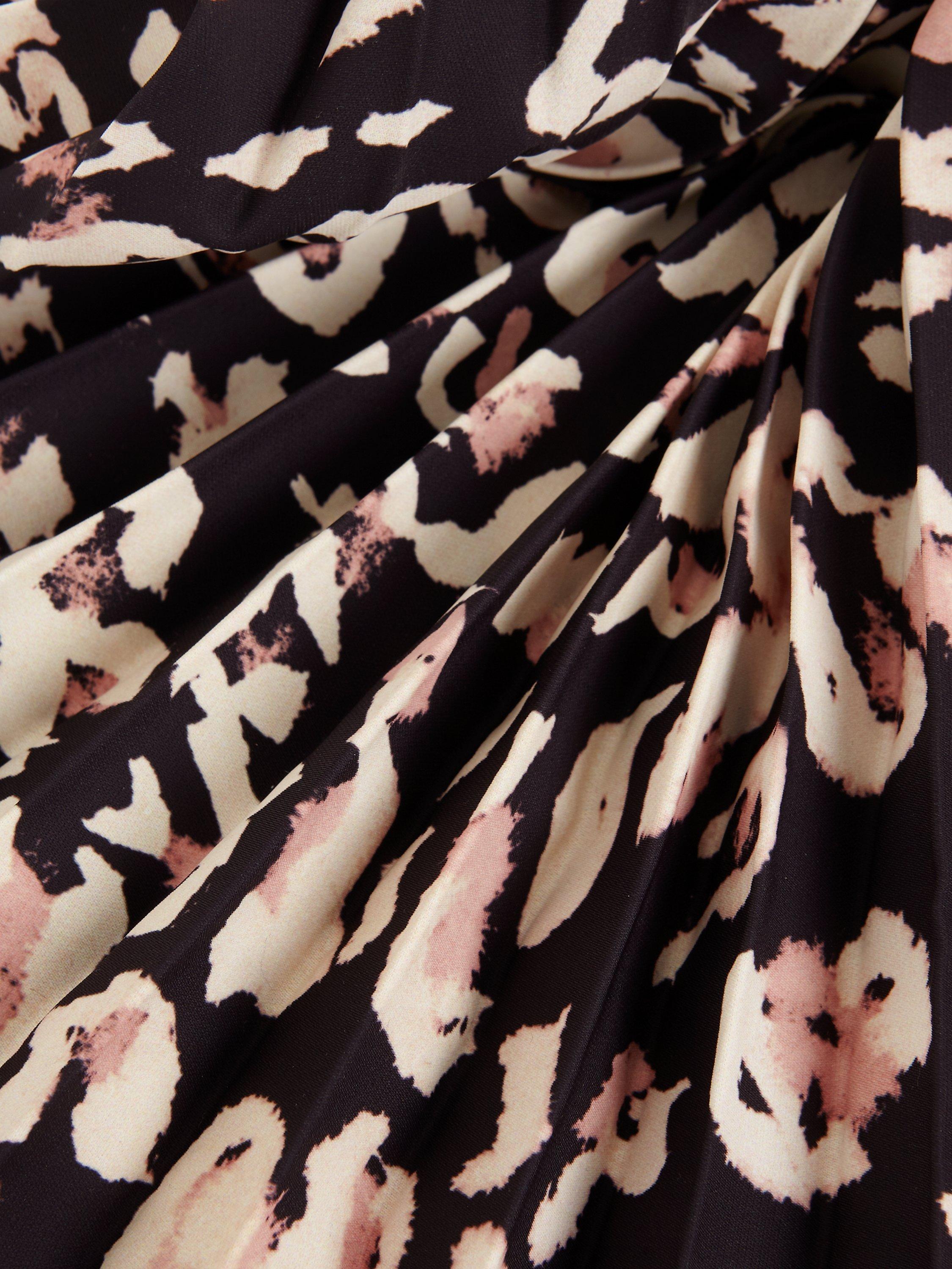 Product image 6 of 9, which shows Phase Eight Elmina Pleated Skirt, Natural/Black, 16