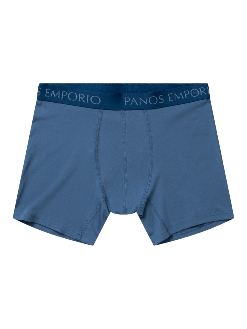 Product image 2 of 4, which shows Panos Emporio Eco Bamboo and Organic Cotton Blend Trunks, Pack of 3, Blue Stone, S