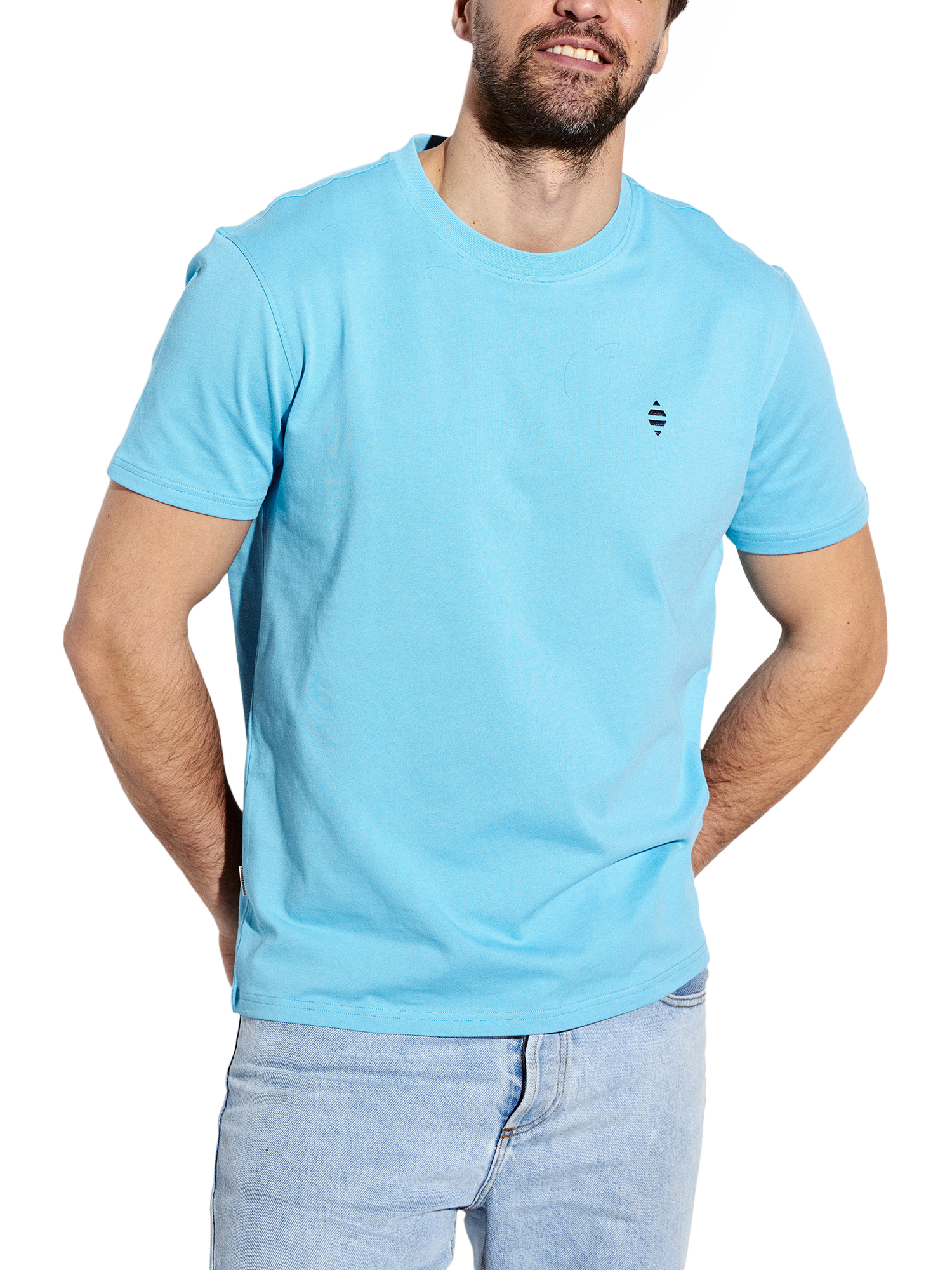 Product image 1 of 4, which shows Panos Emporio Element Organic Cotton T-Shirt, Aquarius, S