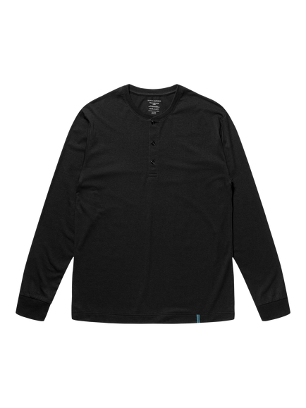 Panos Emporio Henley Bamboo Cotton Mix Lounge Top, Black - view 2, Black