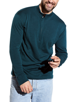 Panos Emporio Wool Bamboo Mix Half Zip Sweater, Deep Teal, Deep Teal