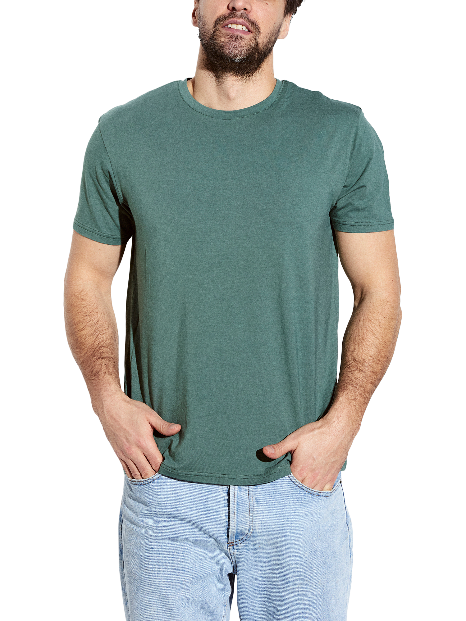 Product image 5 of 5, which shows Panos Emporio Eco Base Bamboo and Organic Cotton Blend T-Shirt, Earth Green, S