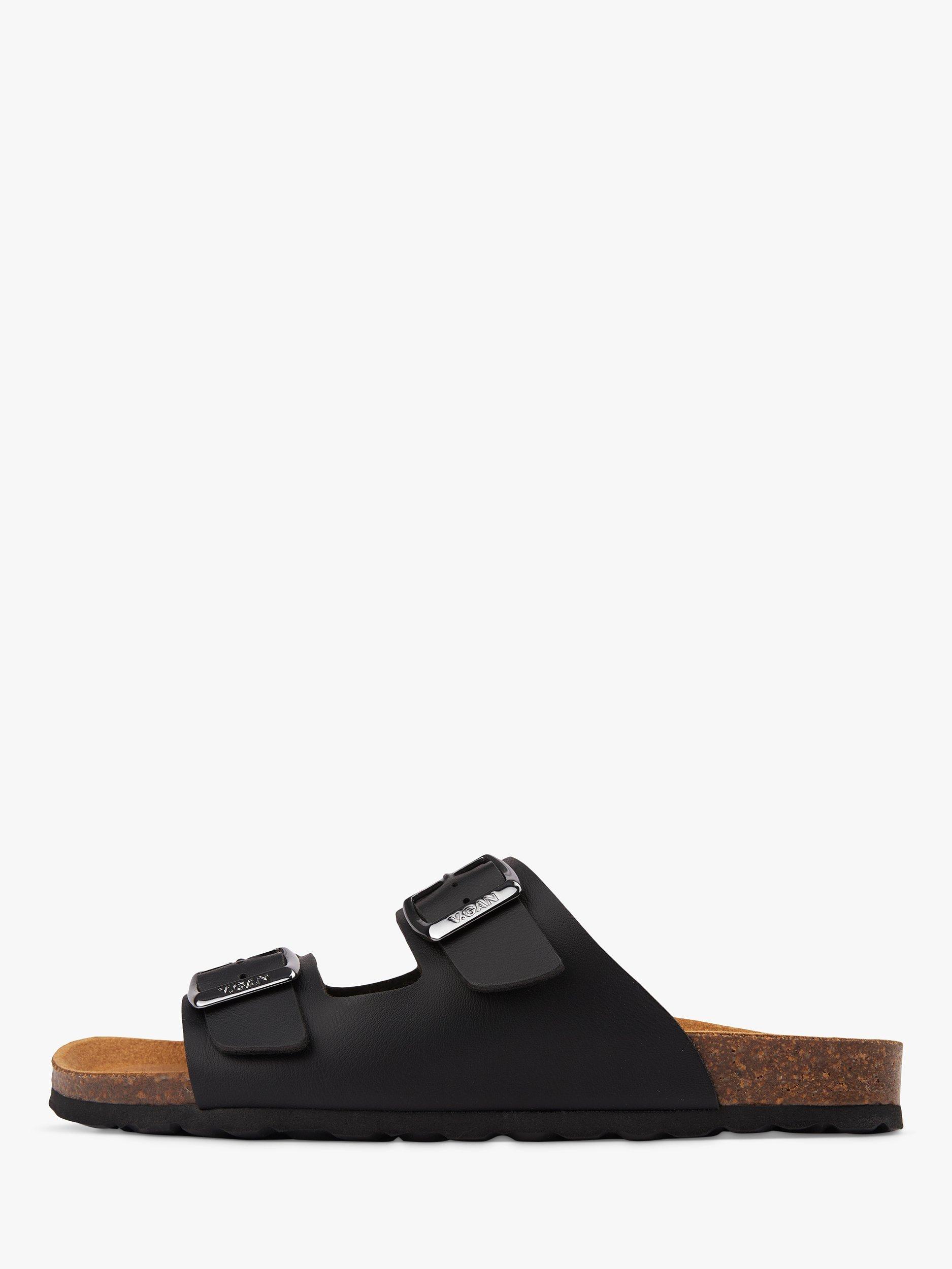Product image 2 of 4, which shows V.GAN Vegan Mango Double Buckle Sandal, Black, 3