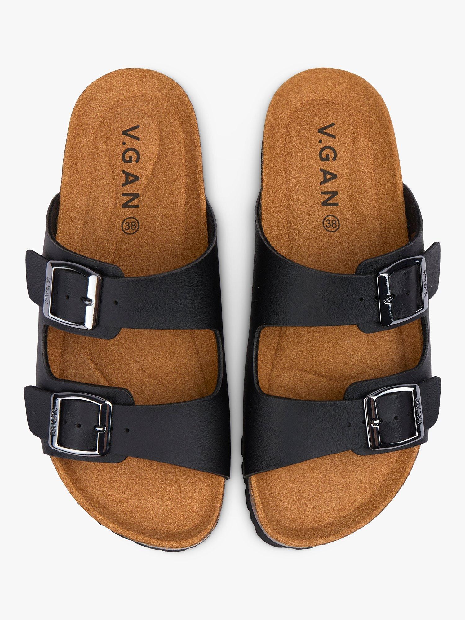 Product image 3 of 4, which shows V.GAN Vegan Mango Double Buckle Sandal, Black, 3