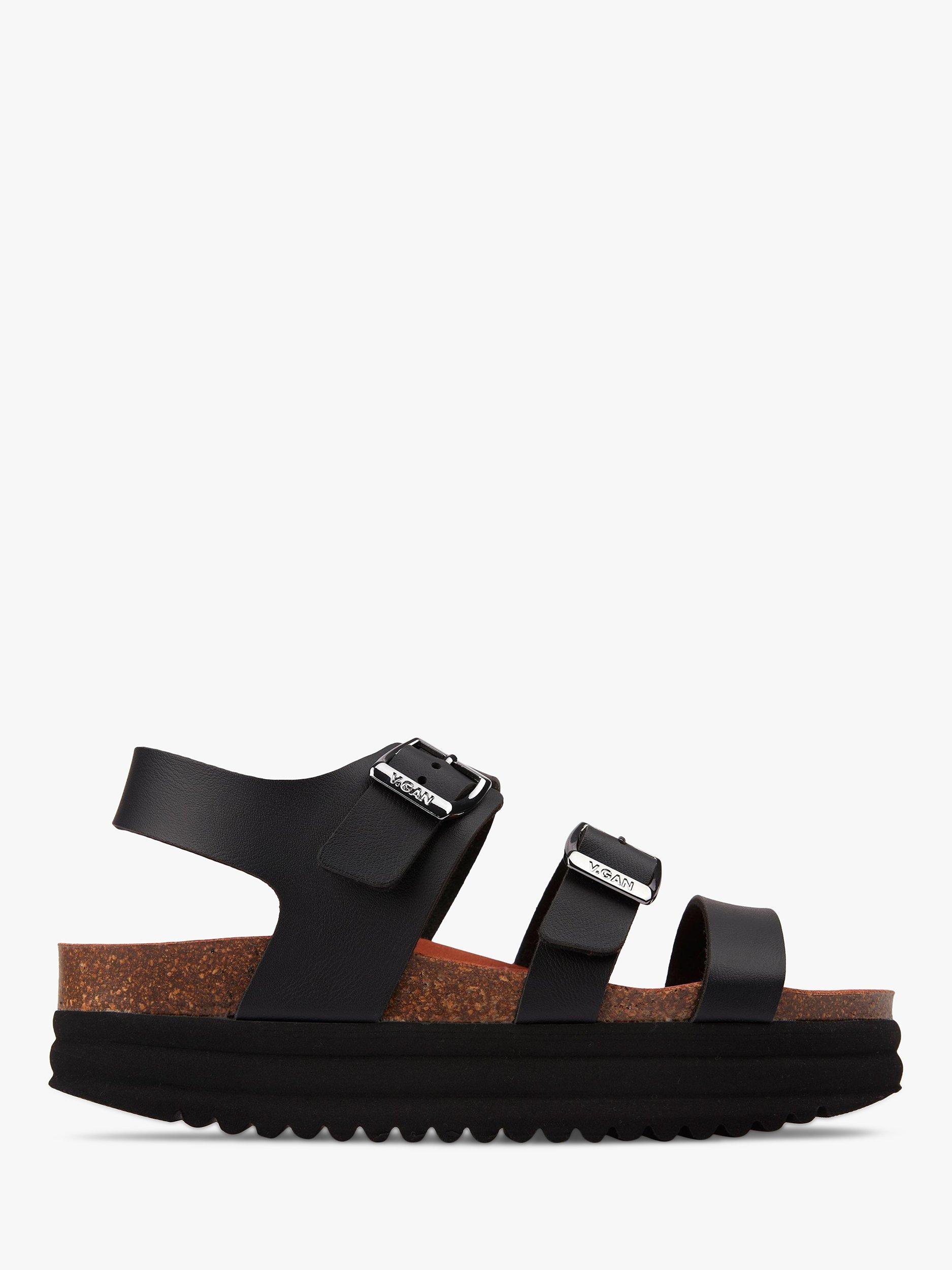 V.GAN Clementine Buckle Detail Footbed Sandals, Black