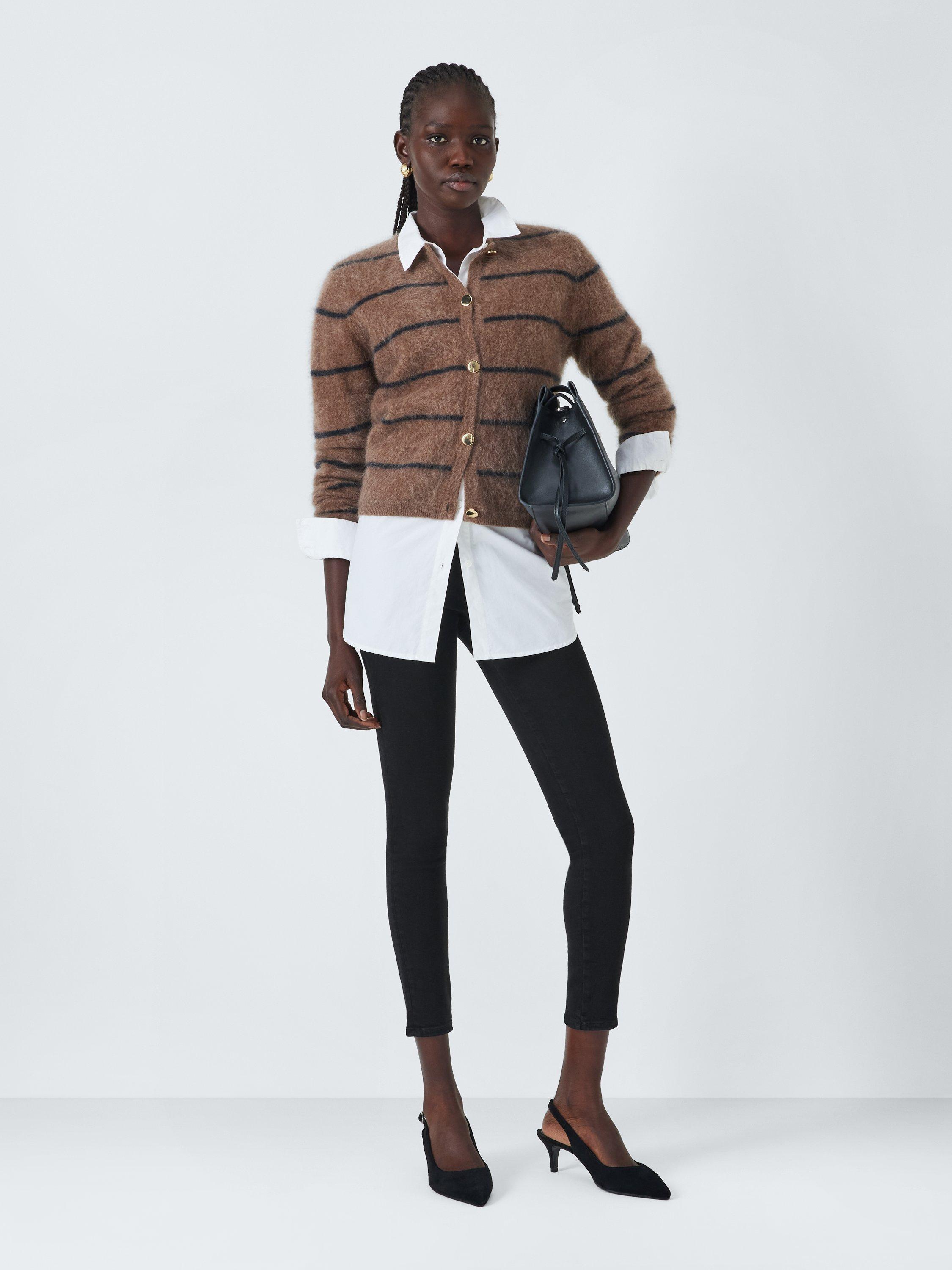 Product image 5 of 6, which shows FRAME Jetset Skinny Cropped Jeans, Sheen Noir, XS-S