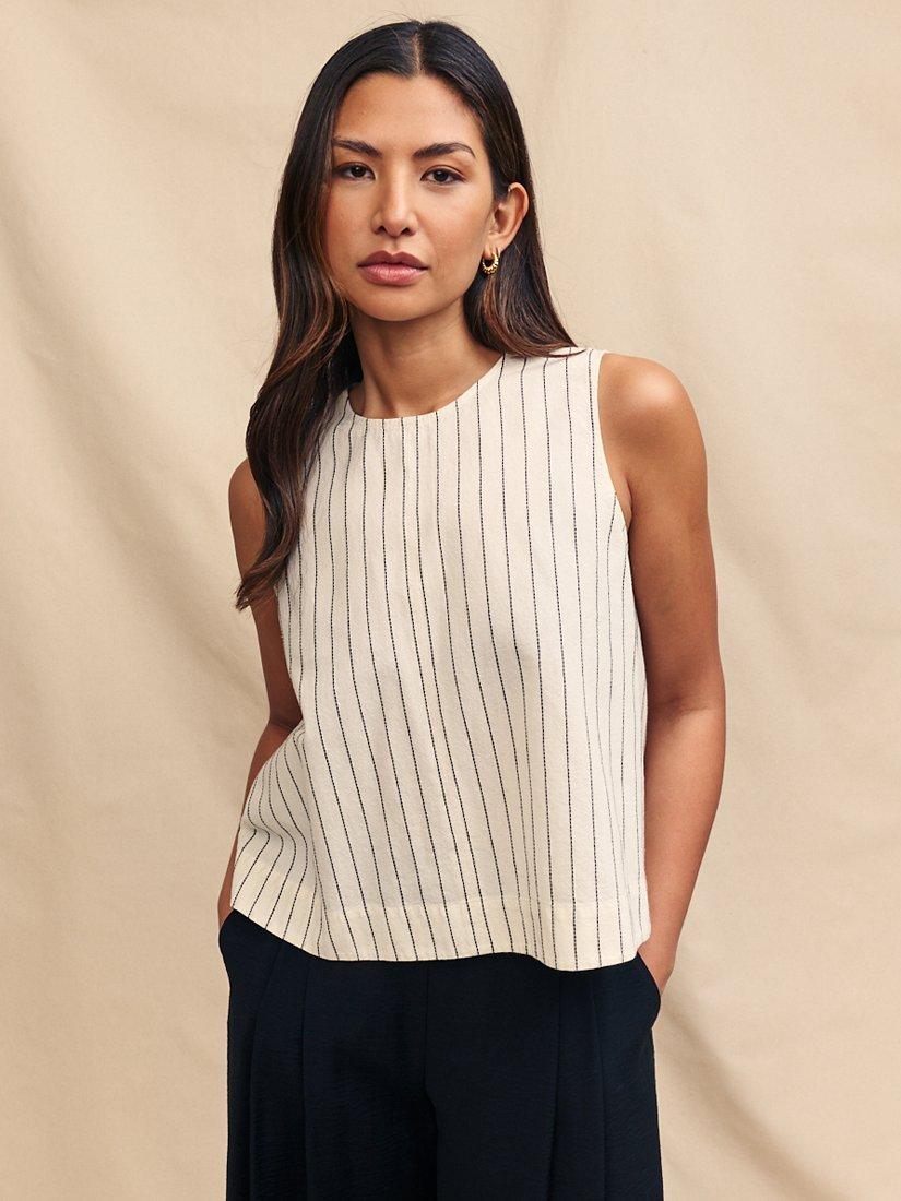 Nobody's Child Stirling Pinstripe Organic Cotton Top, Cream