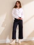 Truly Organic Cotton Blend Denim Wide Leg Culottes, Navy