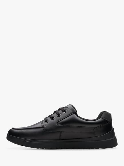 Clarks Kids' Keelan Flare School Shoes, Black Leather - view 2, Black Leather