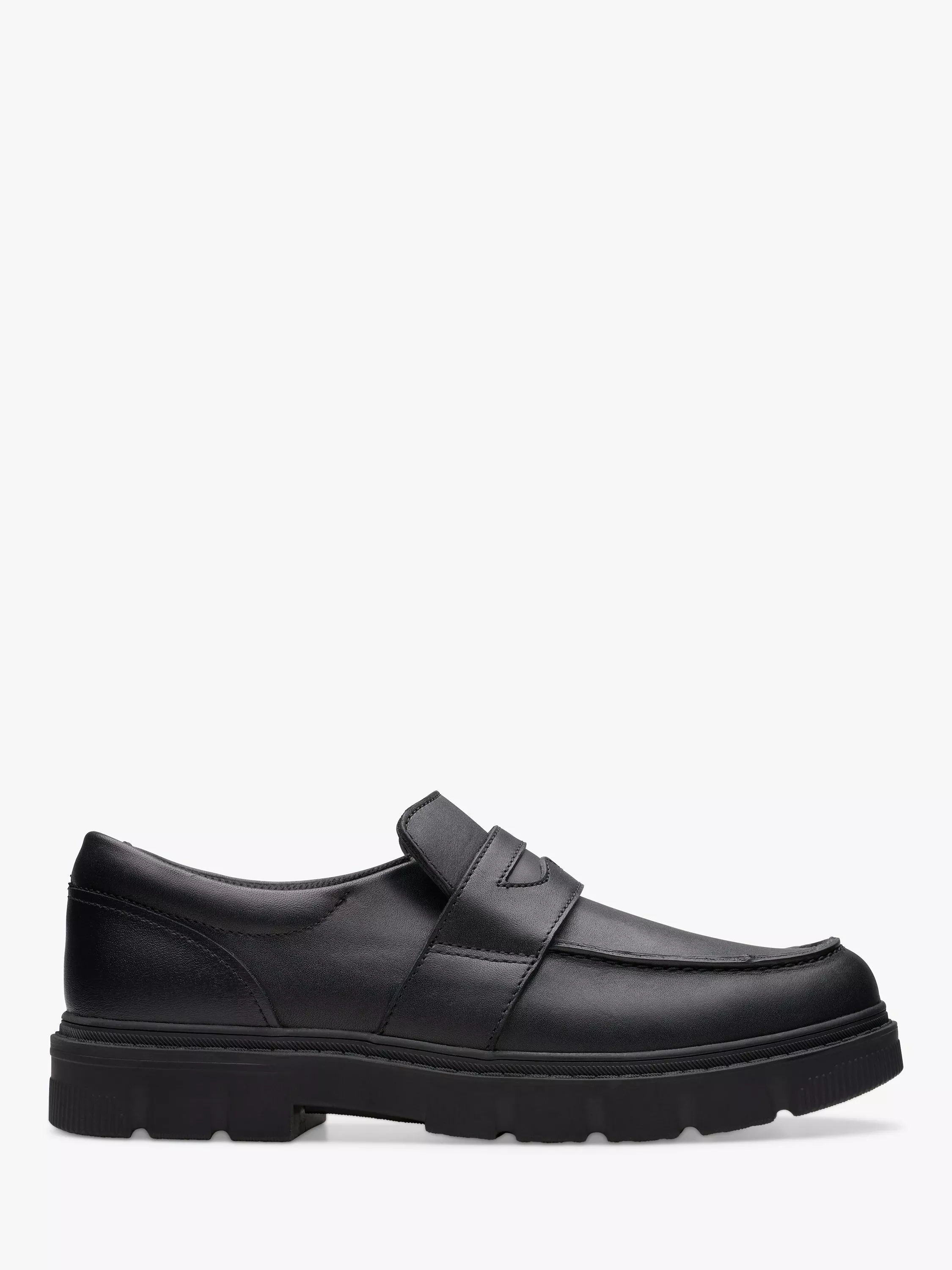 Clarks Kids Lorcam Craft Leather School Loafers Black