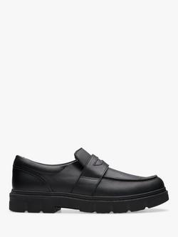 Clarks Kids' Lorcam Craft Leather School Loafers, Black, Black