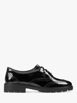 Clarks Kids' Loxham Brogue School Shoes, Black Patent, Black Patent