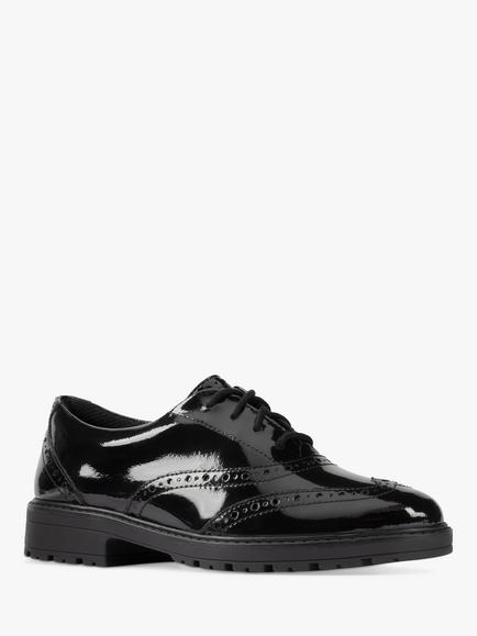 Clarks Kids' Loxham Brogue School Shoes, Black Patent - view 2, Black Patent