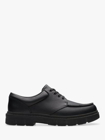 Clarks Kids' Lorcam Edge Leather Derby School Shoes, Black, Black