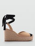 Mango Gala Heeled Espadrilles, Beige/Black