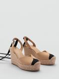 Mango Gala Heeled Espadrilles, Beige/Black