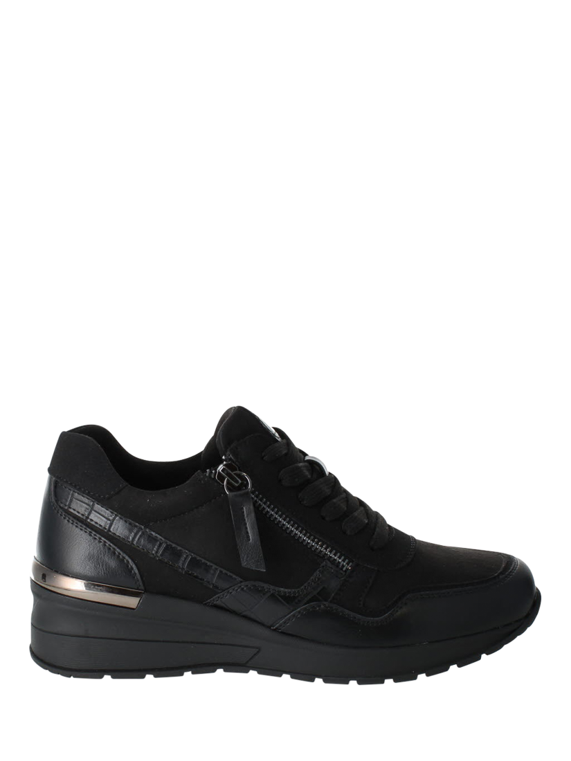 Product image 1 of 4, which shows Westland by Josef Seibel Ella 01 Zip Detail Chunky Wedge Trainers, Black, 3