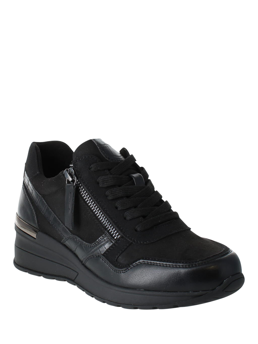 Product image 3 of 4, which shows Westland by Josef Seibel Ella 01 Zip Detail Chunky Wedge Trainers, Black, 3