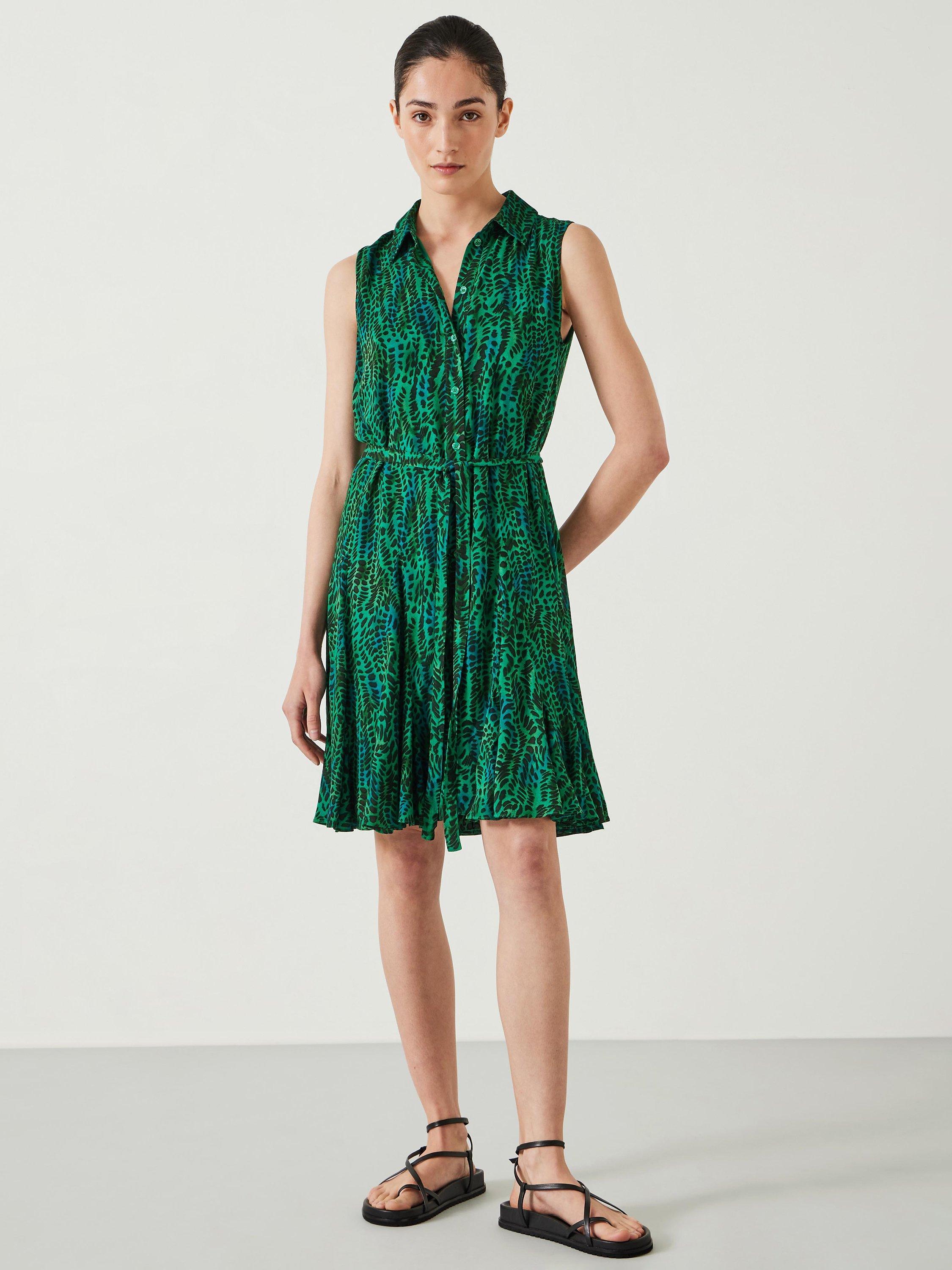 HUSH Vanessa Watercolour Animal Midi Dress, Blue