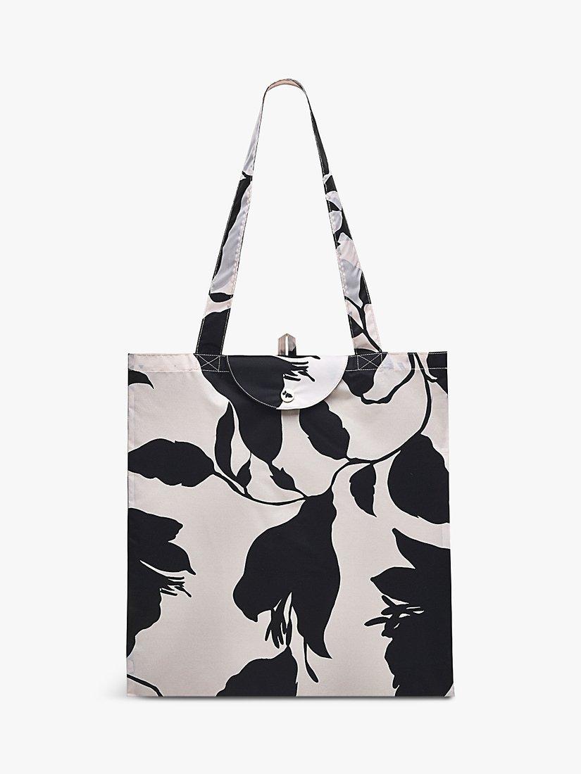 Radley Mono Floral Responsible Foldaway Shooper Bag, Chalk/Black