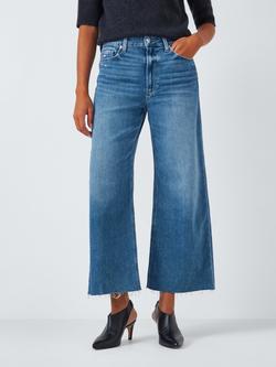 PAIGE Anessa Raw Hem Cropped Wide Leg Jeans, Rock Show Distress