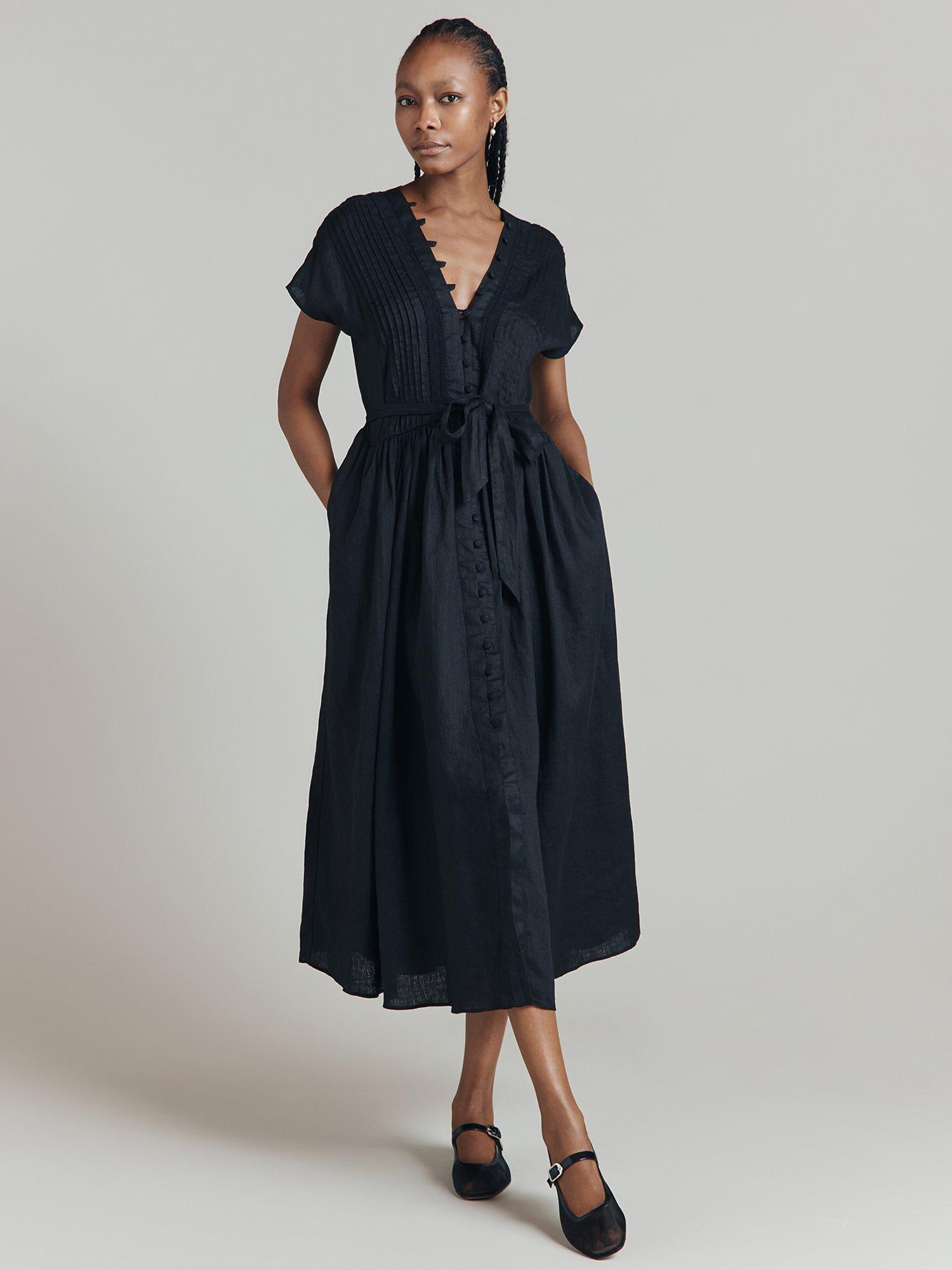 Product image 2 of 4, which shows Ghost Danielle Linen Maxi Dress, Black, S