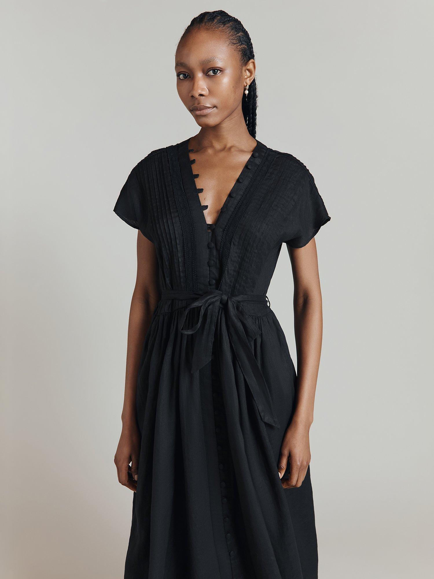 Product image 3 of 4, which shows Ghost Danielle Linen Maxi Dress, Black, S