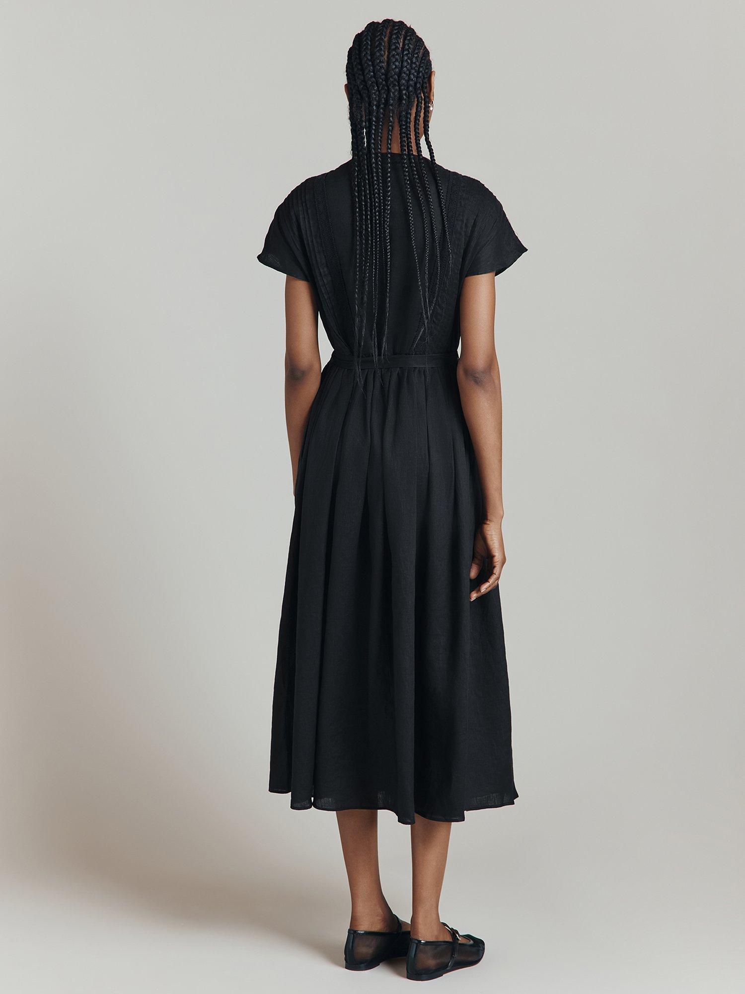 Product image 4 of 4, which shows Ghost Danielle Linen Maxi Dress, Black, S