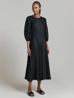 Ghost Bonnie Linen Dress, Black, Black