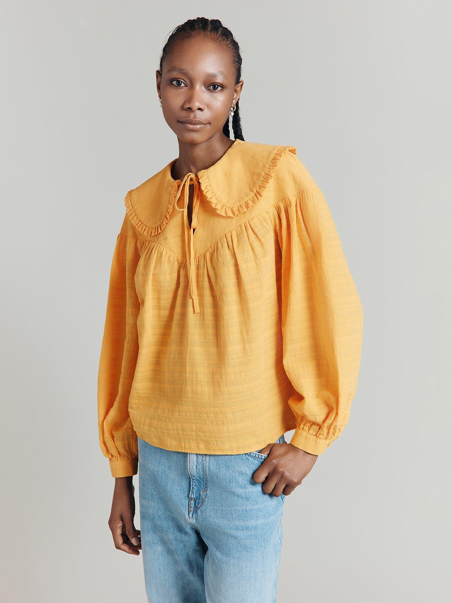 Ghost Daisy Peter Pan Collar Shirt, Yellow, XS