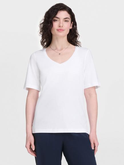 Sweaty Betty Cotton Blend Short Sleeve V Neck T-Shirt, White