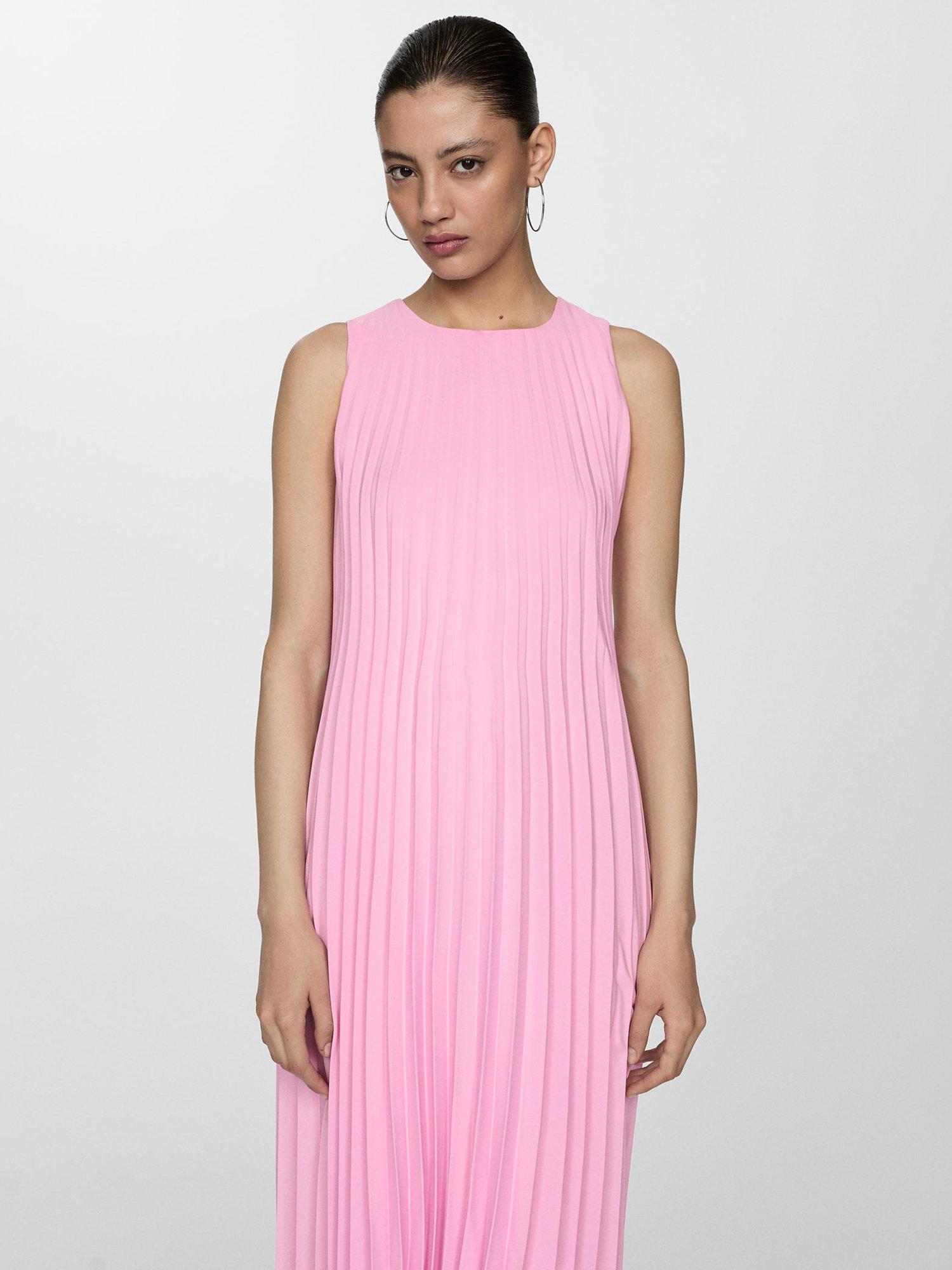 Mango Turmali Pleat Dress, Pink, 10