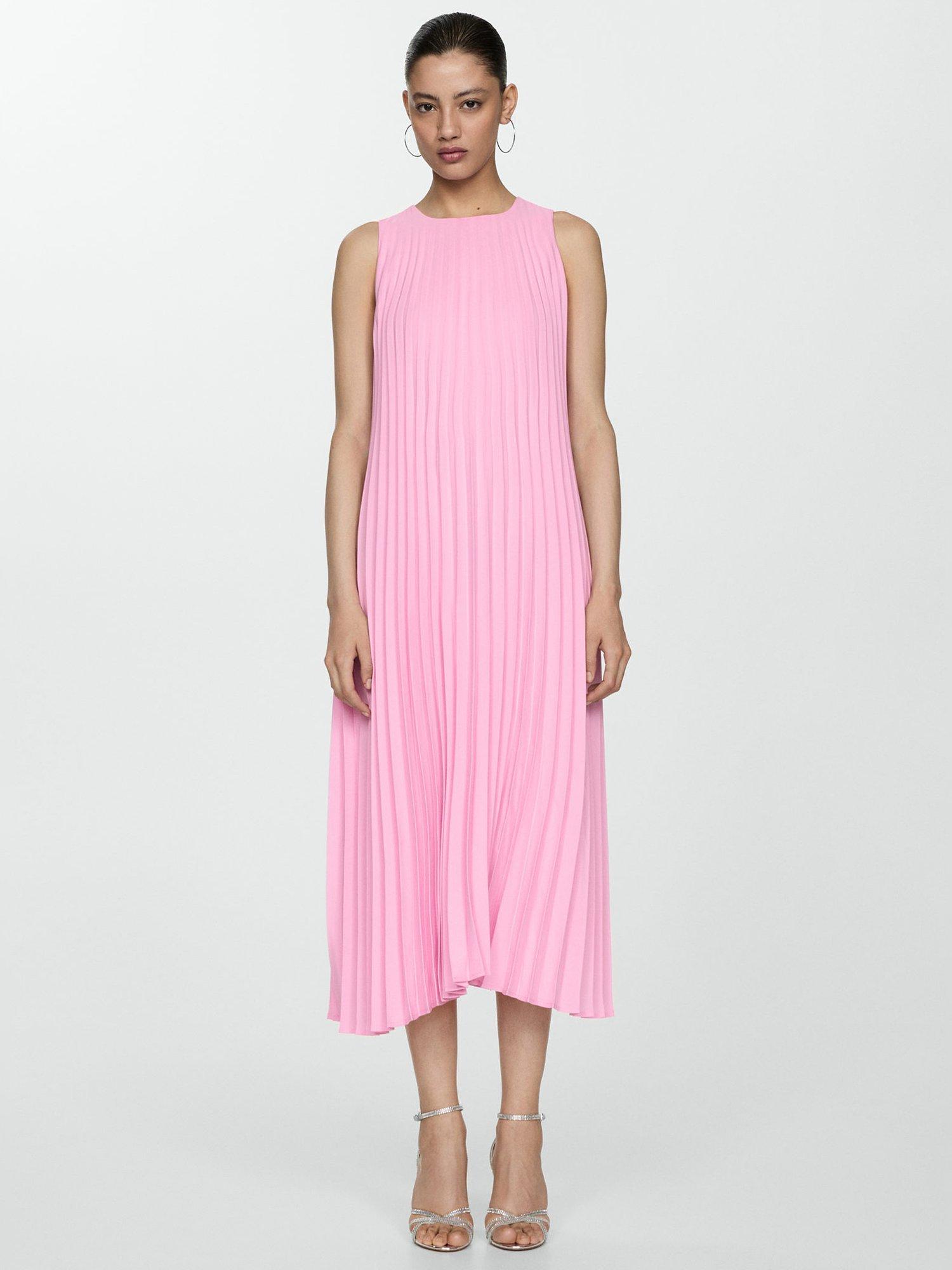 Mango Turmali Pleat Dress, Pink, 10