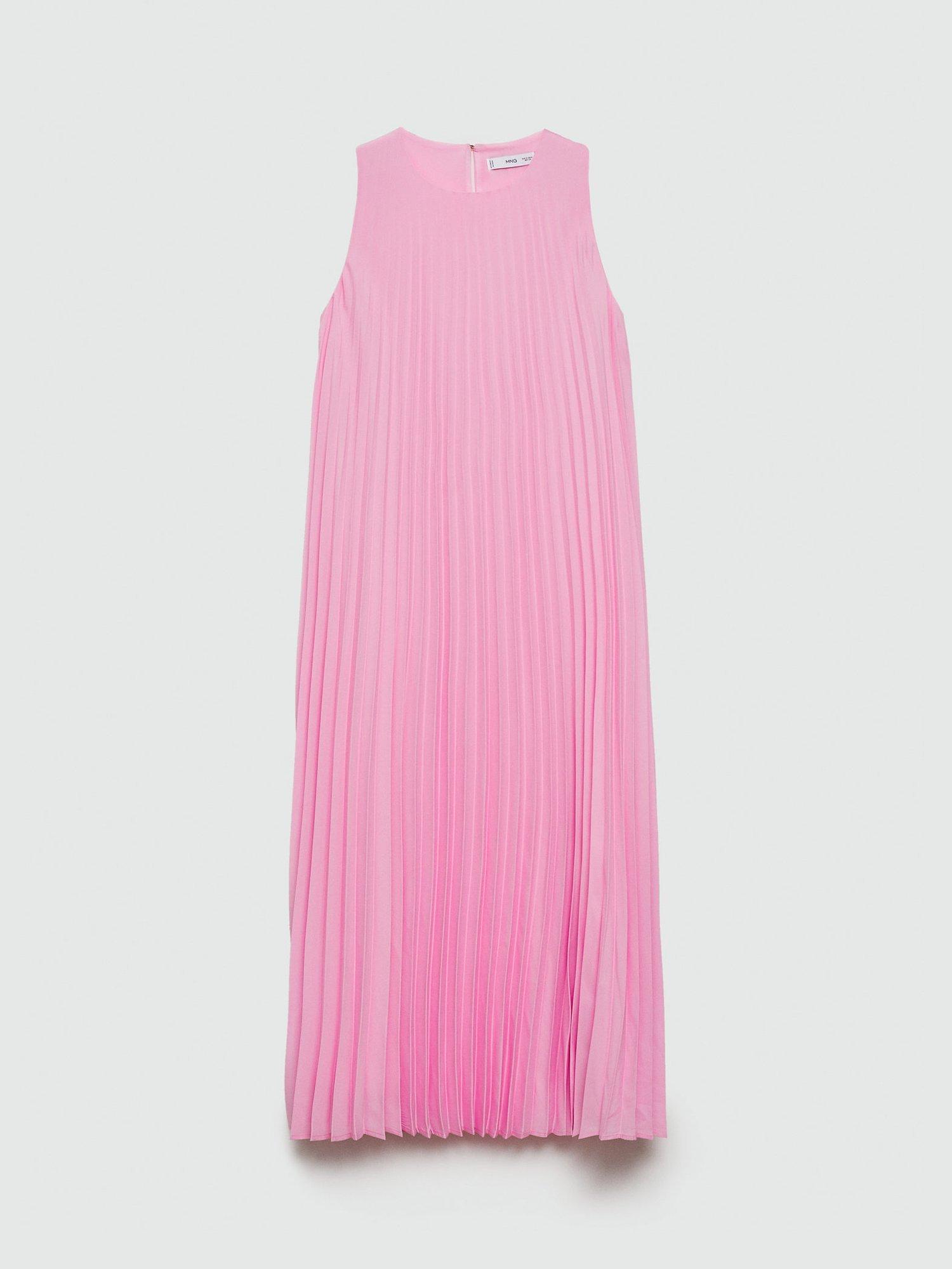 Mango Turmali Pleat Dress, Pink, 10